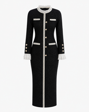 Elegantes Midikleid mit Perlenbesatz