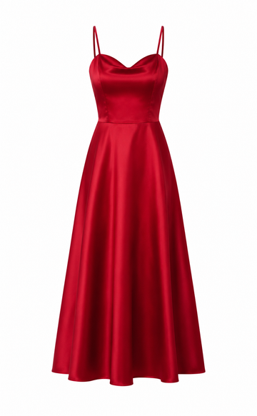 Satin-Midikleid – Rubinrot