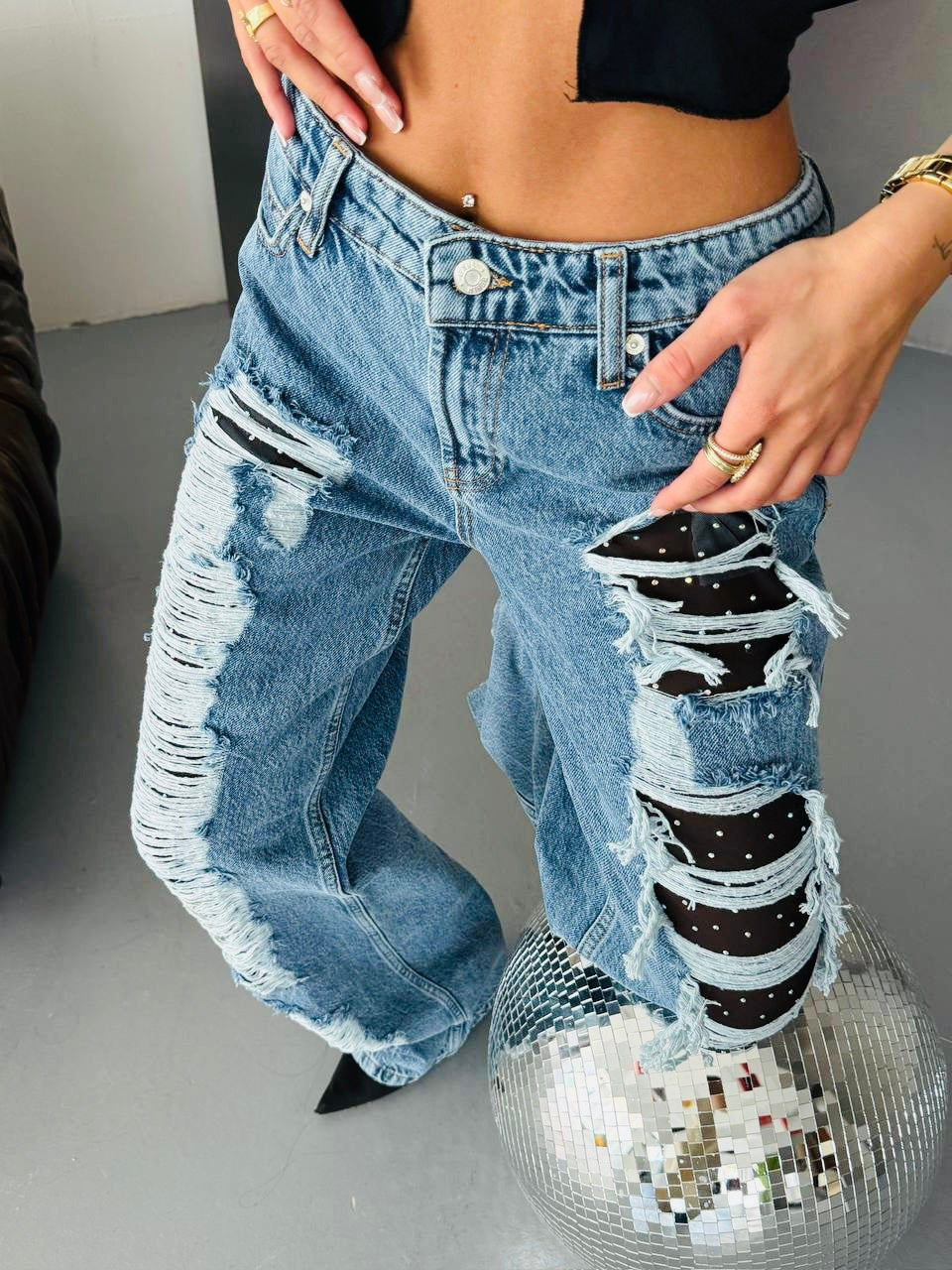 Rebel Denim – Destroyed Wide Leg Jeans