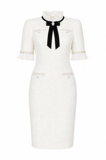 Amelie Kollektion – Elegantes weißes Midikleid