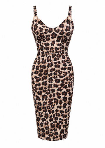Leo Glam Midi Kleid – Wild Elegance