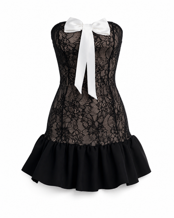 Spitzen-Minikleid „Noir Bow