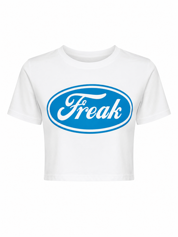 Freak Crop T-Shirt – White & Blue