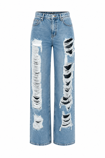 Rebel Denim – Destroyed Wide Leg Jeans