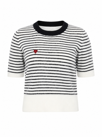 Striped knit jumper with heart detail