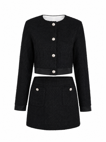 Amelie Collection – Elegant Black Bouclé Set