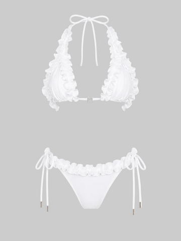 Frilly Bikini in White
