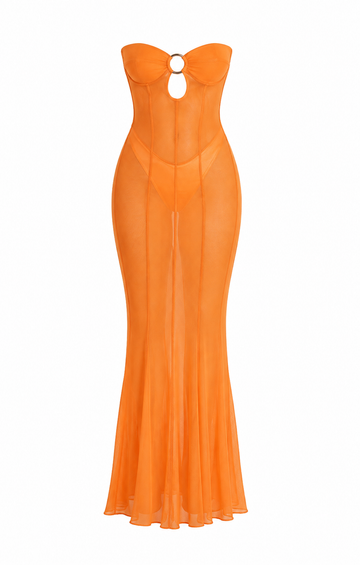 Beach maxi dress in bright orange