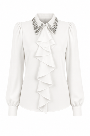 Elegant Blouse with Jewel Collar – Timeless Elegance